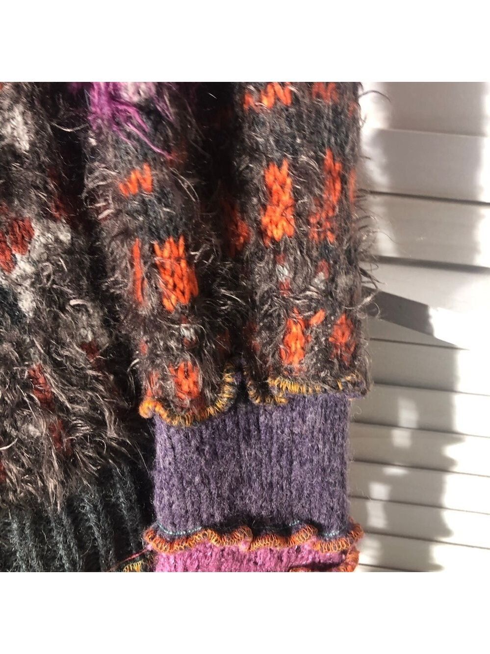 Handcrafted Patch Knitted Sweater Upcycled Multicolor Medium - Picture 9 of 14
